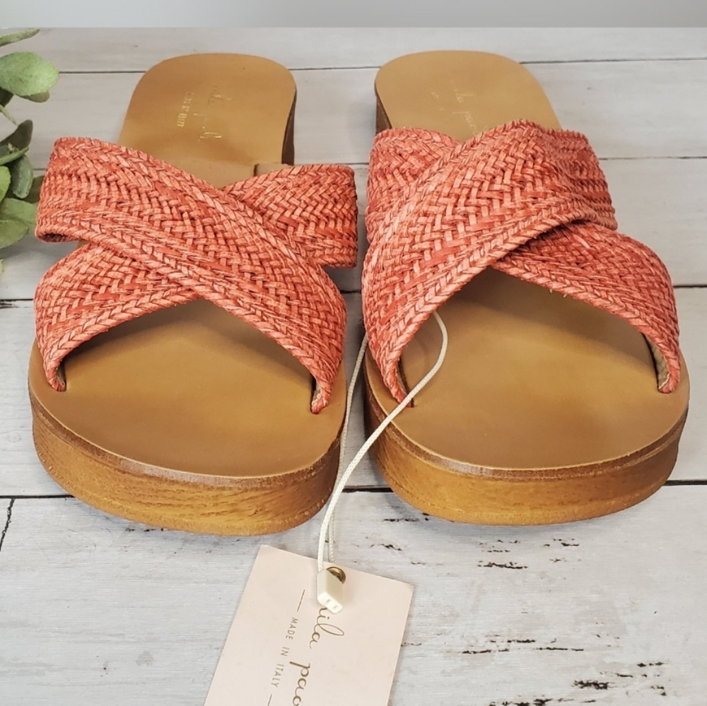 MILA PAOLI coral red slide sandals size 8 NWT - Picture 4 of 6